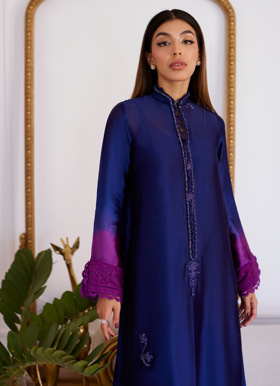 Farah Talib Aziz | Designer Picks 24 | MORGANA OMBRE SHISHA SILK LONG SHIRT by Farah Talib Aziz - Designer Dress - Type: Ladies Clothes - Available at Libayah - 100% Original