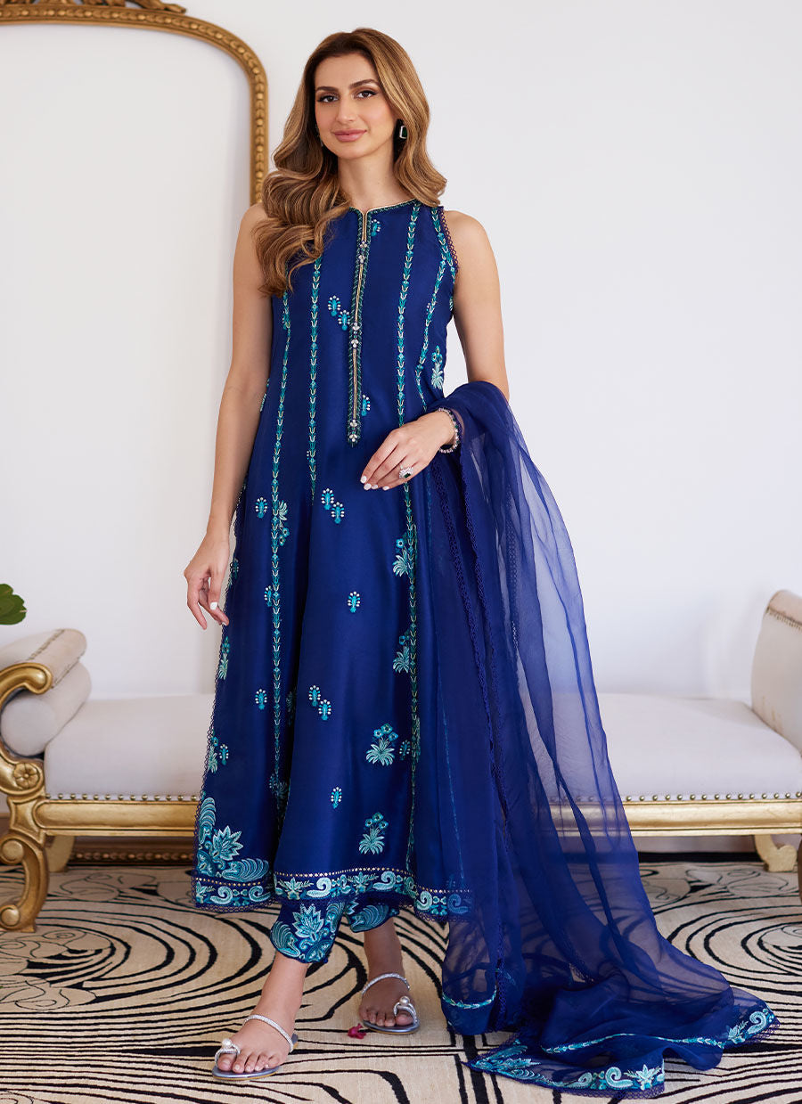 Farah Talib Aziz | Luna Eid Collection 24 | ELSYEE ROYAL BLUE by Farah Talib Aziz - Designer Dress - Type: Ladies Clothes - Available at Libayah - 100% Original
