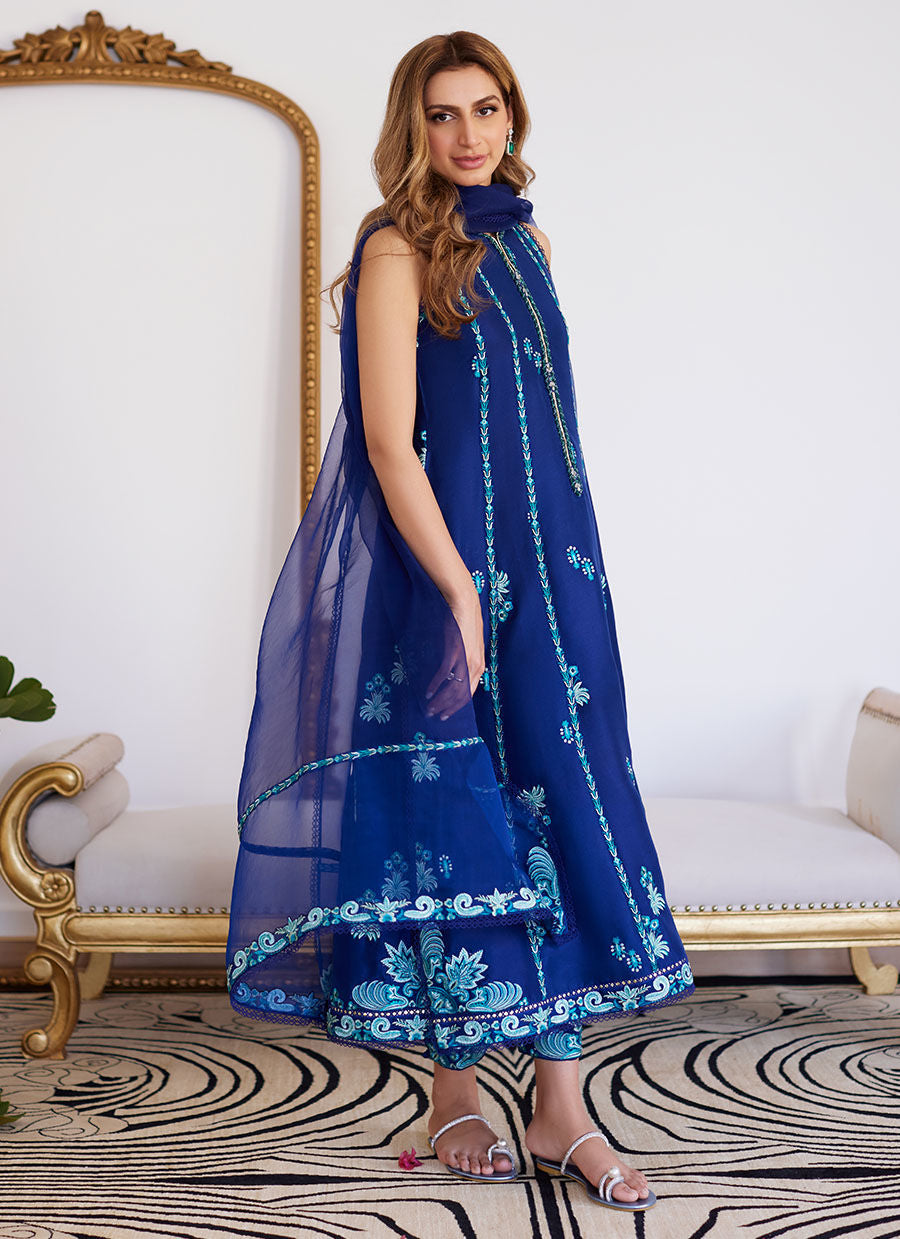Farah Talib Aziz | Luna Eid Collection 24 | ELSYEE ROYAL BLUE by Farah Talib Aziz - Designer Dress - Type: Ladies Clothes - Available at Libayah - 100% Original