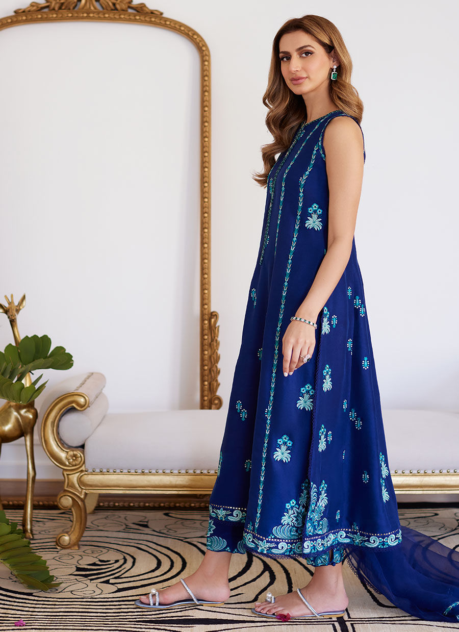 Farah Talib Aziz | Luna Eid Collection 24 | ELSYEE ROYAL BLUE by Farah Talib Aziz - Designer Dress - Type: Ladies Clothes - Available at Libayah - 100% Original