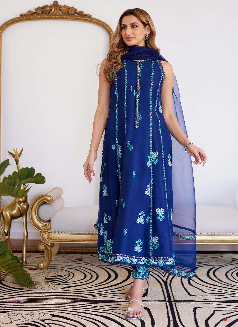 Farah Talib Aziz | Luna Eid Collection 24 | ELSYEE ROYAL BLUE by Farah Talib Aziz - Designer Dress - Type: Ladies Clothes - Available at Libayah - 100% Original