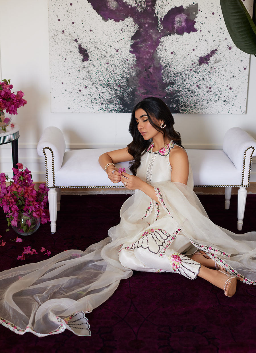 Farah Talib Aziz | Luna Eid Collection 24 | GENEVIVE PEARL WHITE by Farah Talib Aziz - Designer Dress - Type: Ladies Clothes - Available at Libayah - 100% Original