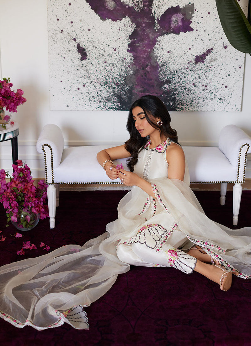 Farah Talib Aziz | Luna Eid Collection 24 | GENEVIVE PEARL WHITE by Farah Talib Aziz - Designer Dress - Type: Ladies Clothes - Available at Libayah - 100% Original