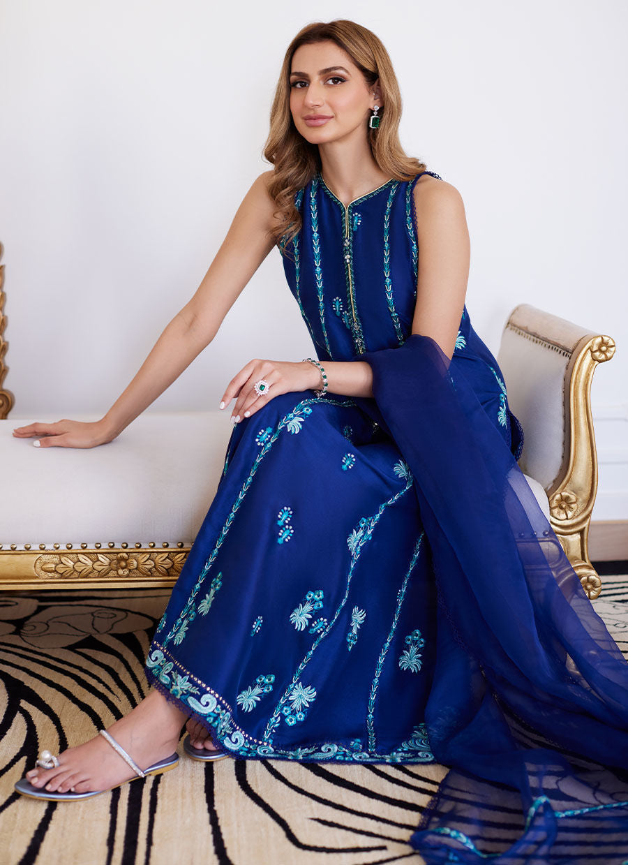 Farah Talib Aziz | Luna Eid Collection 24 | ELSYEE ROYAL BLUE by Farah Talib Aziz - Designer Dress - Type: Ladies Clothes - Available at Libayah - 100% Original