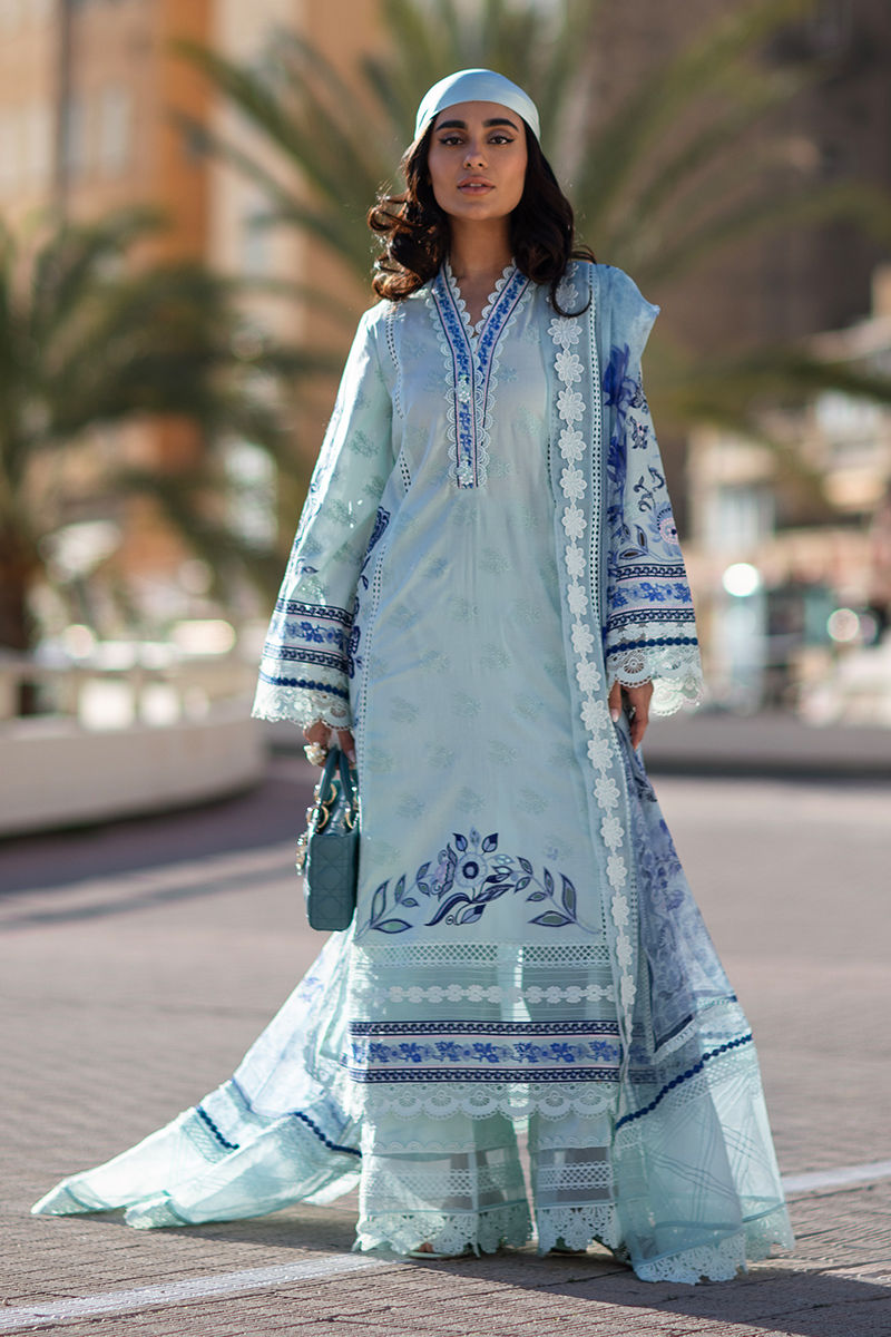 Ansab Jahangir | Zoha Luxury Lawn 25 | Blue Bell by Ansab Jahangir - Designer Dress - Type: Ladies Clothes - Available at Libayah - 100% Original