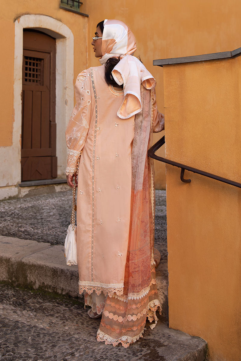 Ansab Jahangir | Zoha Luxury Lawn 25 | Alluring Apricot by Ansab Jahangir - Designer Dress - Type: Ladies Clothes - Available at Libayah - 100% Original