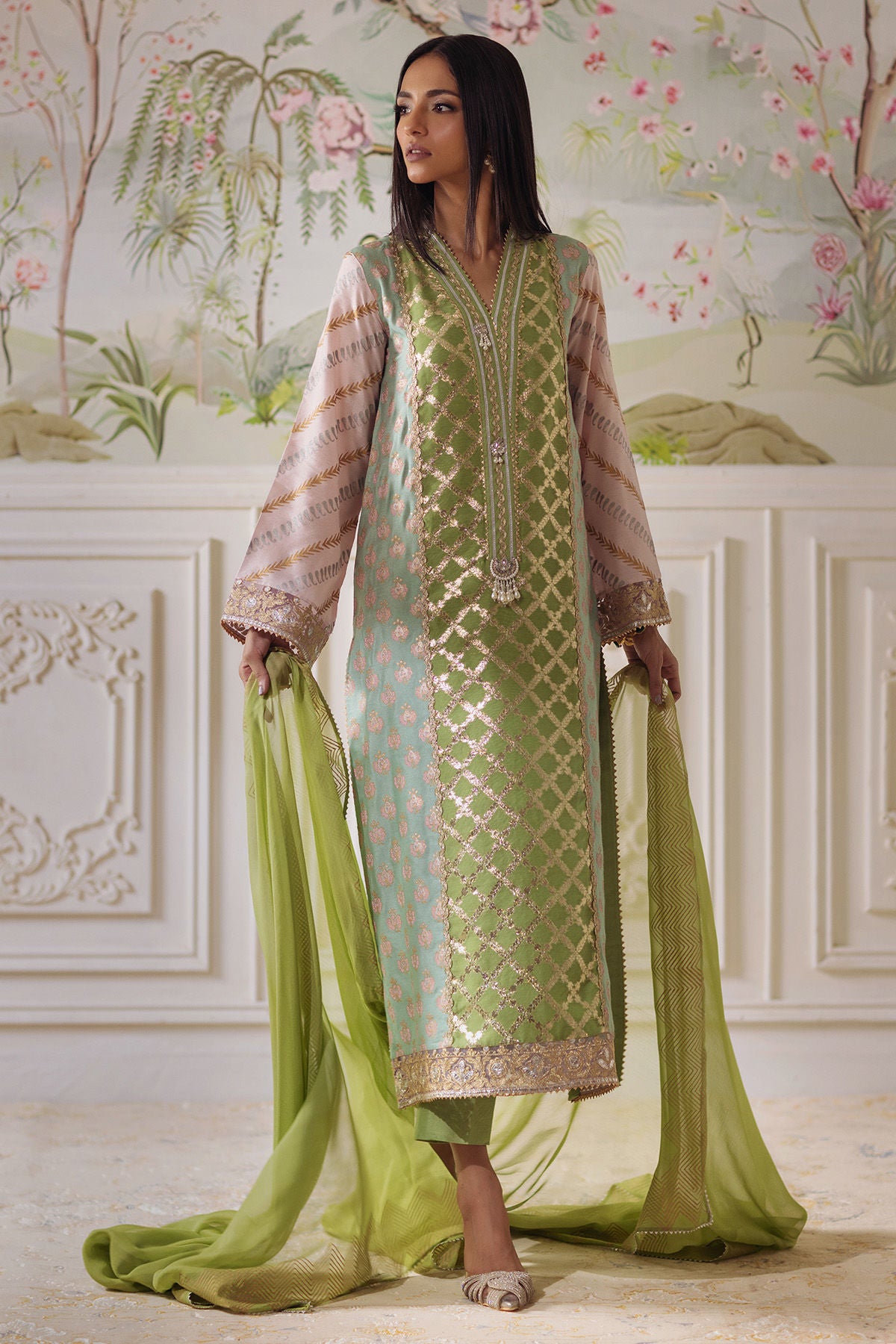 Annus Abrar | Elemental Festive | Nishba (Shirt, Pants and Dupatta) by Annus Abrar - Designer Dress  - Type : Ladies Clothes - Available at Libayah - 100% Original 