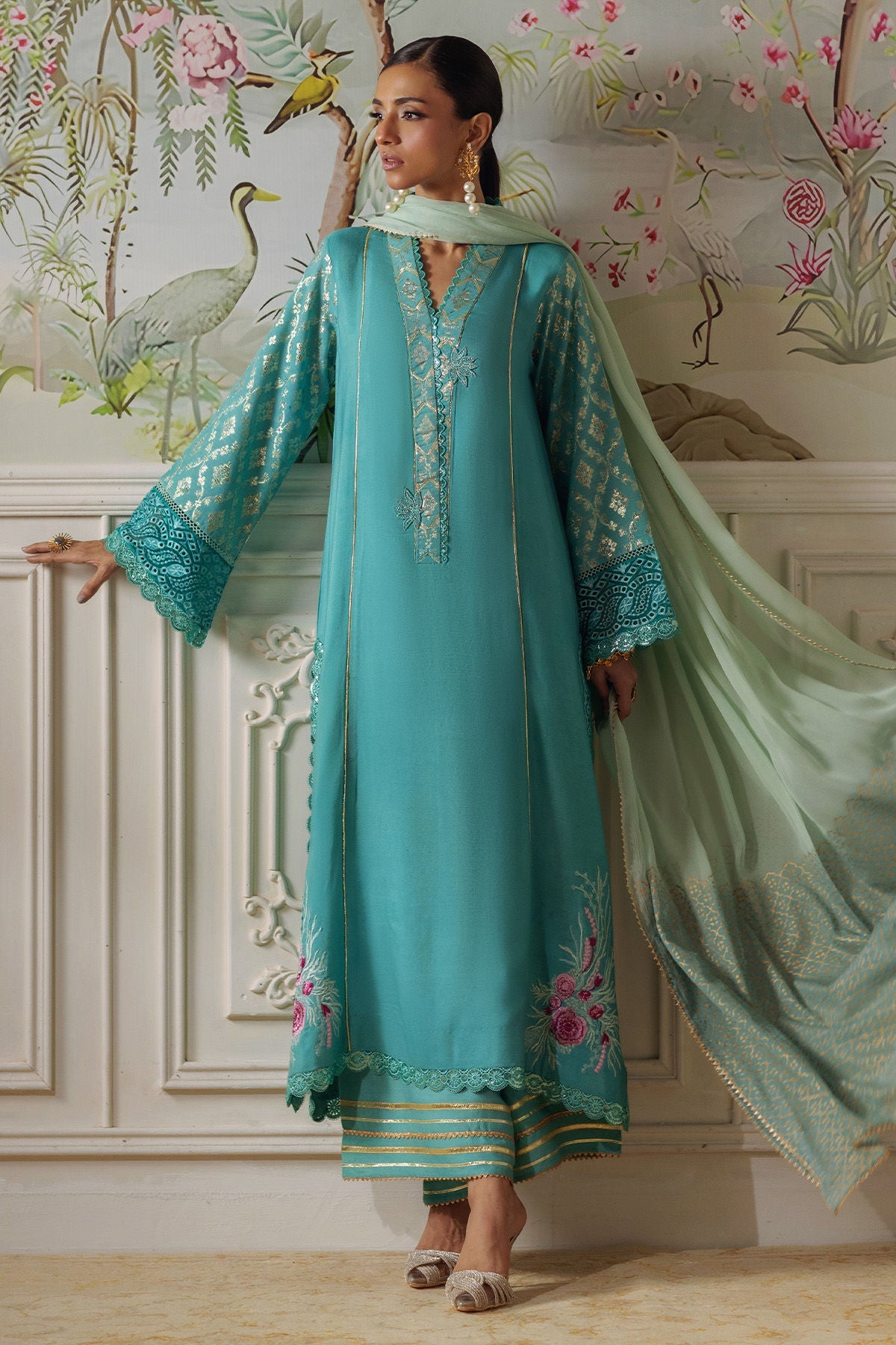 Annus Abrar | Elemental Festive | Reshaal (Shirt, Pants and Dupatta) by Annus Abrar - Designer Dress  - Type : Ladies Clothes - Available at Libayah - 100% Original 