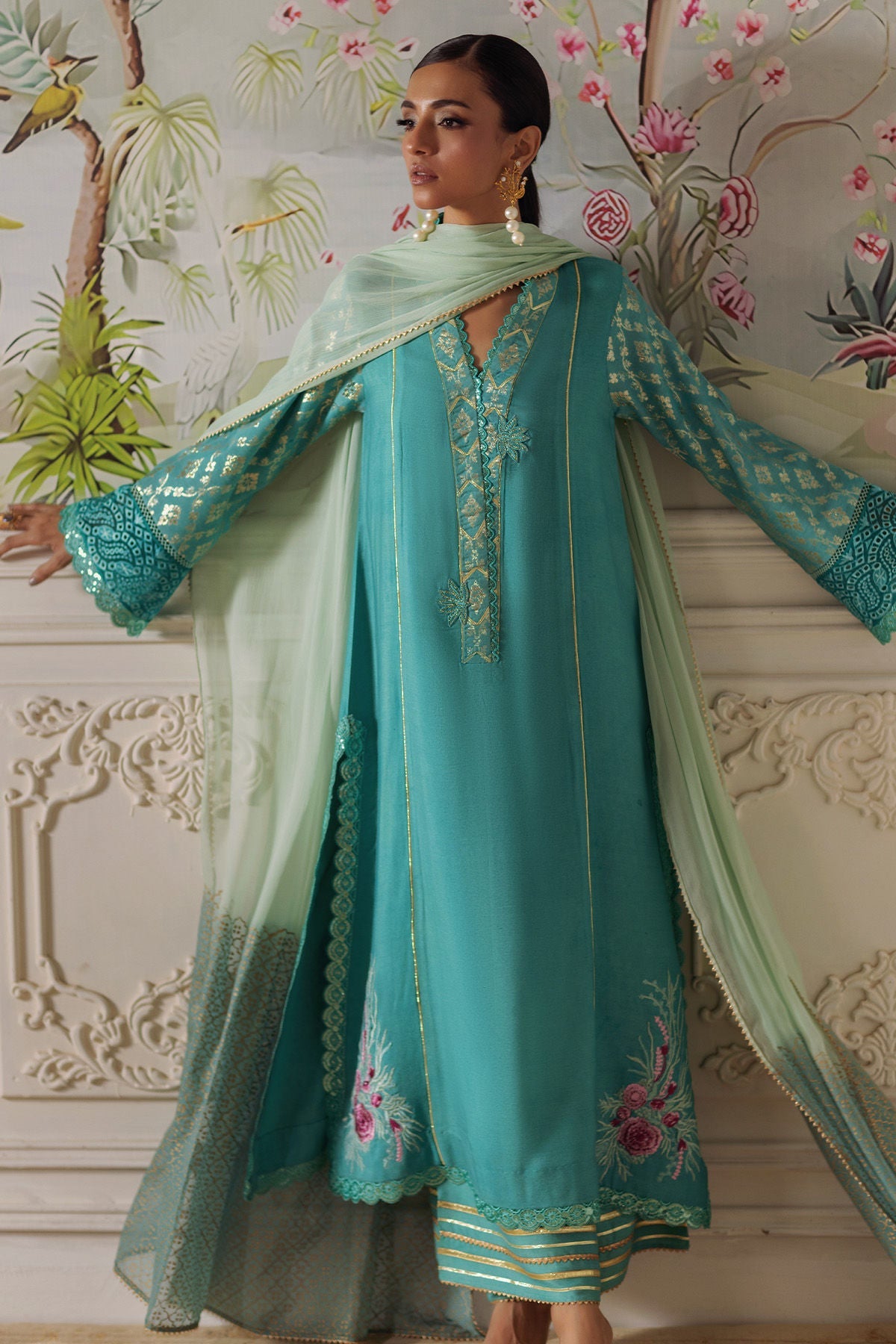 Annus Abrar | Elemental Festive | Reshaal (Shirt, Pants and Dupatta) by Annus Abrar - Designer Dress  - Type : Ladies Clothes - Available at Libayah - 100% Original 