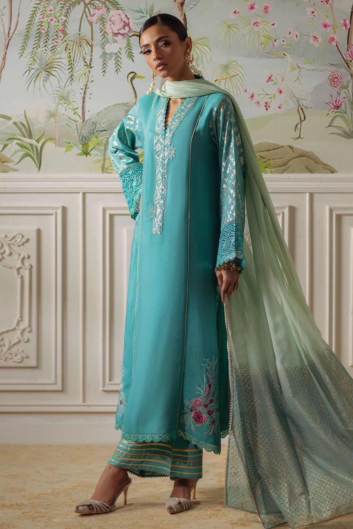 Annus Abrar | Elemental Festive | Reshaal (Shirt, Pants and Dupatta) by Annus Abrar - Designer Dress  - Type : Ladies Clothes - Available at Libayah - 100% Original 