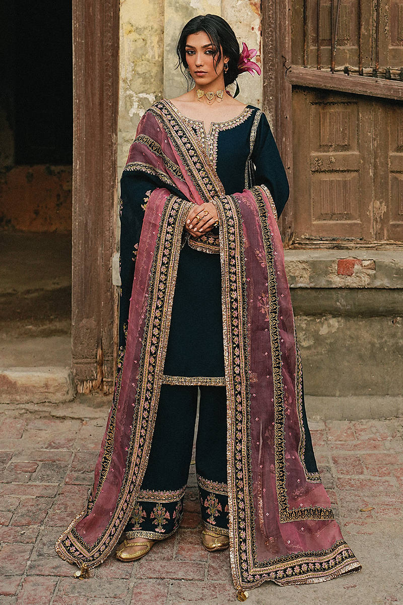 MNR | Farid Manzil Luxury Pret 26 | Neel-e-Ronak - by Libayah - Registered Vendor of : MNR - 100% Original Designer Dress