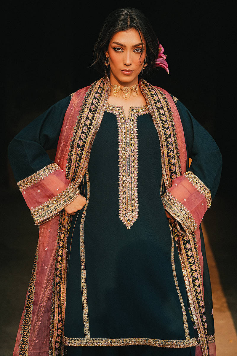 MNR | Farid Manzil Luxury Pret 26 | Neel-e-Ronak - by Libayah - Registered Vendor of : MNR - 100% Original Designer Dress