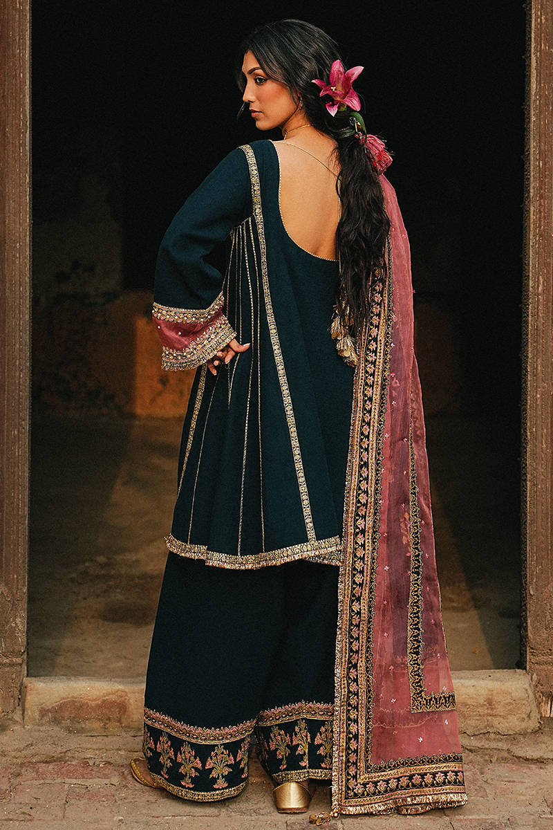 MNR | Farid Manzil Luxury Pret 26 | Neel-e-Ronak - by Libayah - Registered Vendor of : MNR - 100% Original Designer Dress