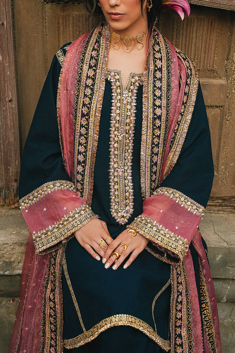 MNR | Farid Manzil Luxury Pret 26 | Neel-e-Ronak - by Libayah - Registered Vendor of : MNR - 100% Original Designer Dress