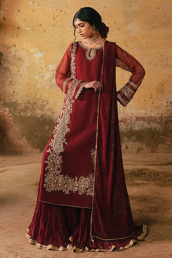 MNR | Farid Manzil Luxury Pret 26 | Surkh-e-Bahar - by Libayah - Registered Vendor of : MNR - 100% Original Designer Dress