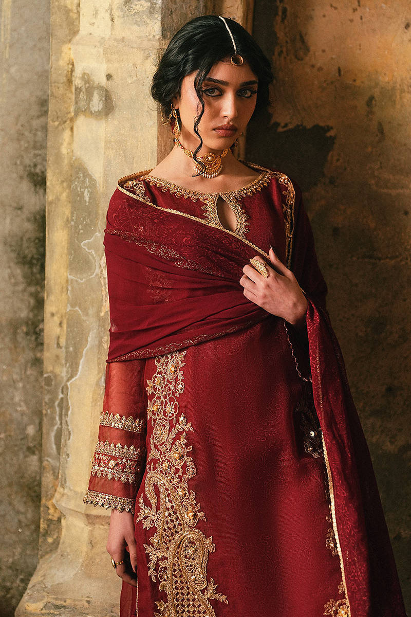 MNR | Farid Manzil Luxury Pret 26 | Surkh-e-Bahar - by Libayah - Registered Vendor of : MNR - 100% Original Designer Dress