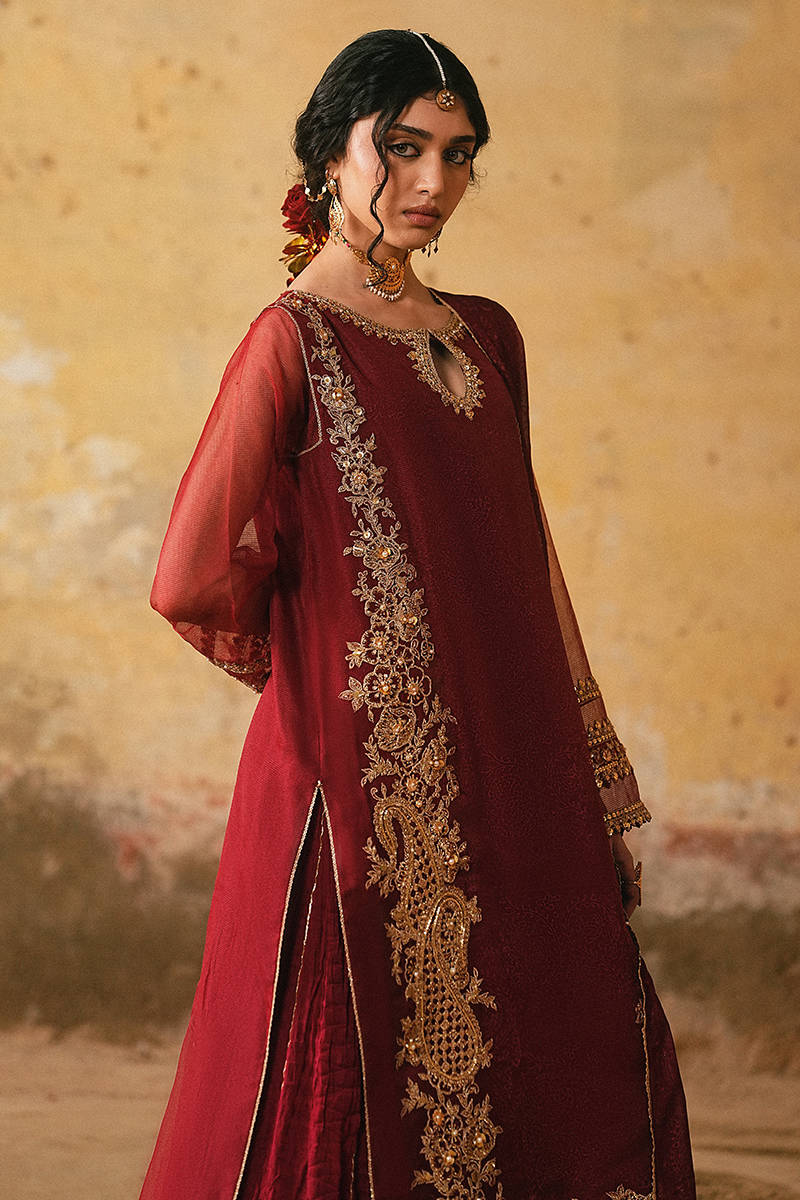 MNR | Farid Manzil Luxury Pret 26 | Surkh-e-Bahar - by Libayah - Registered Vendor of : MNR - 100% Original Designer Dress
