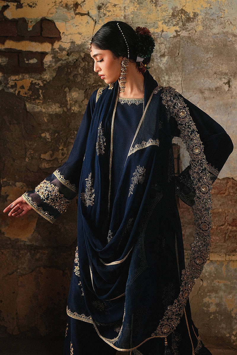 MNR | Farid Manzil Luxury Pret 26 | Mehk-e-Neel - by Libayah - Registered Vendor of : MNR - 100% Original Designer Dress