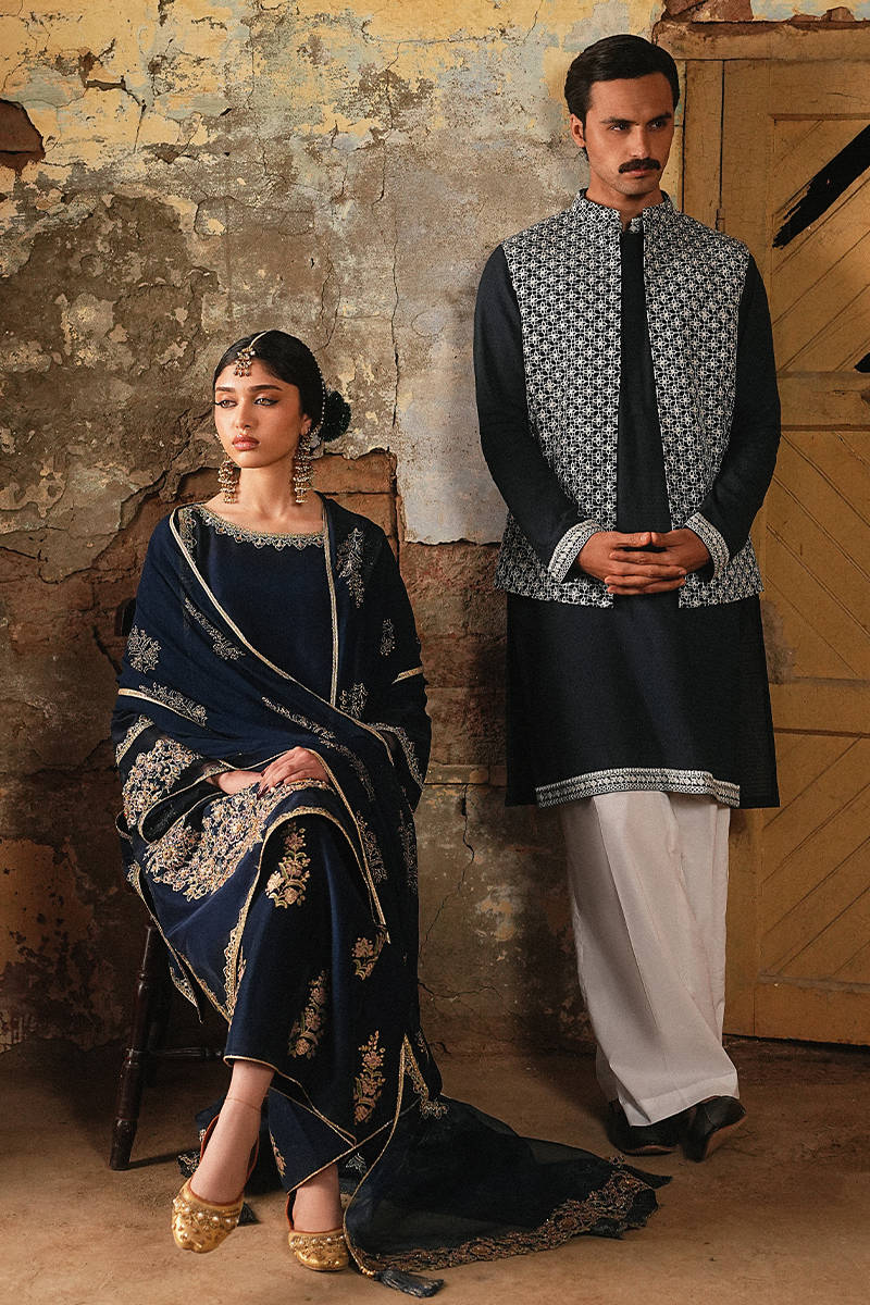 MNR | Farid Manzil Luxury Pret 26 | Mehk-e-Neel - by Libayah - Registered Vendor of : MNR - 100% Original Designer Dress