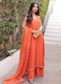 Farah Talib Aziz | Designer Picks 24 | AMREN TANGERINE SHIRT AND DUPATTA by Farah Talib Aziz - Designer Dress - Type: Ladies Clothes - Available at Libayah - 100% Original
