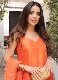 Farah Talib Aziz | Designer Picks 24 | AMREN TANGERINE SHIRT AND DUPATTA by Farah Talib Aziz - Designer Dress - Type: Ladies Clothes - Available at Libayah - 100% Original