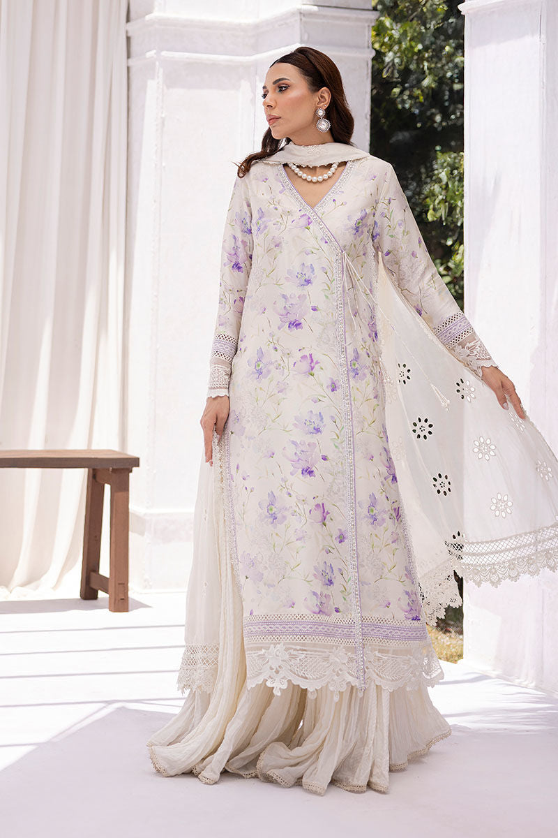 Ansab Jahangir | Digital Silk | Lila Shirt And Dupatta by Ansab Jahangir - Designer Dress  - Type : Ladies Clothes - Available at Libayah - 100% Original 