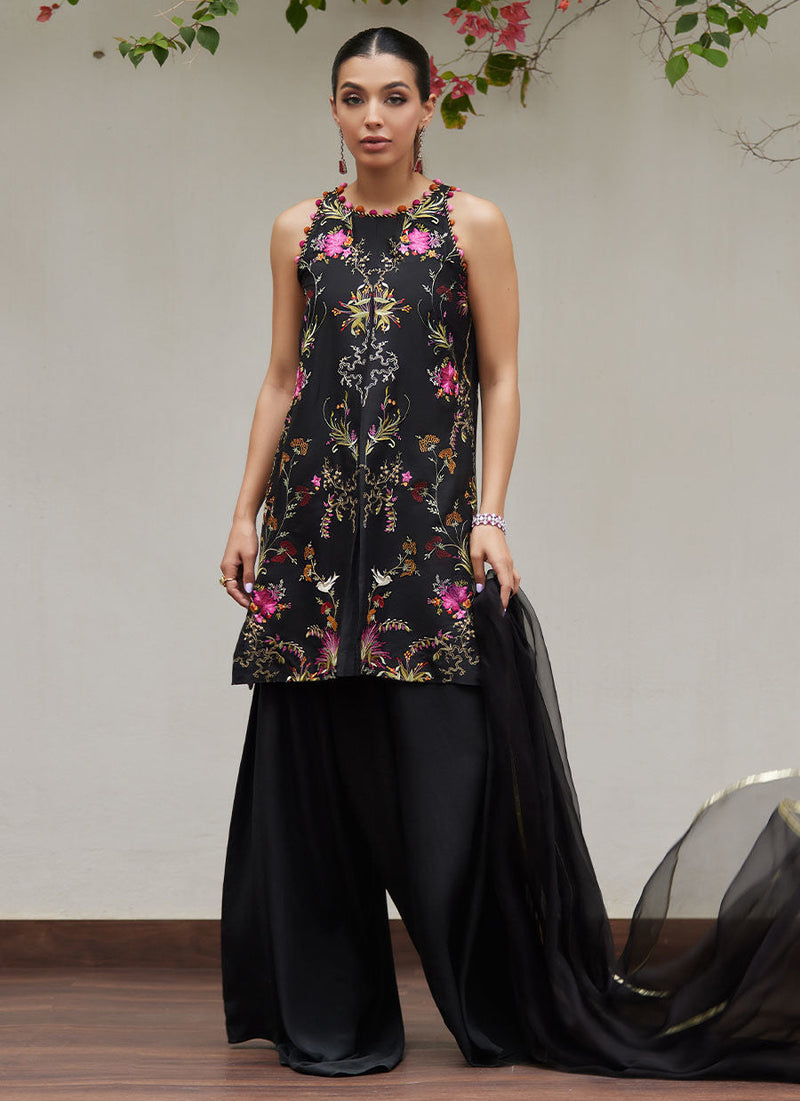 Farah Talib Aziz | Designer Picks 24 | SIYA BLACK EMBROIDERED SHIRT AND DUPATTA by Farah Talib Aziz - Designer Dress - Type: Ladies Clothes - Available at Libayah - 100% Original