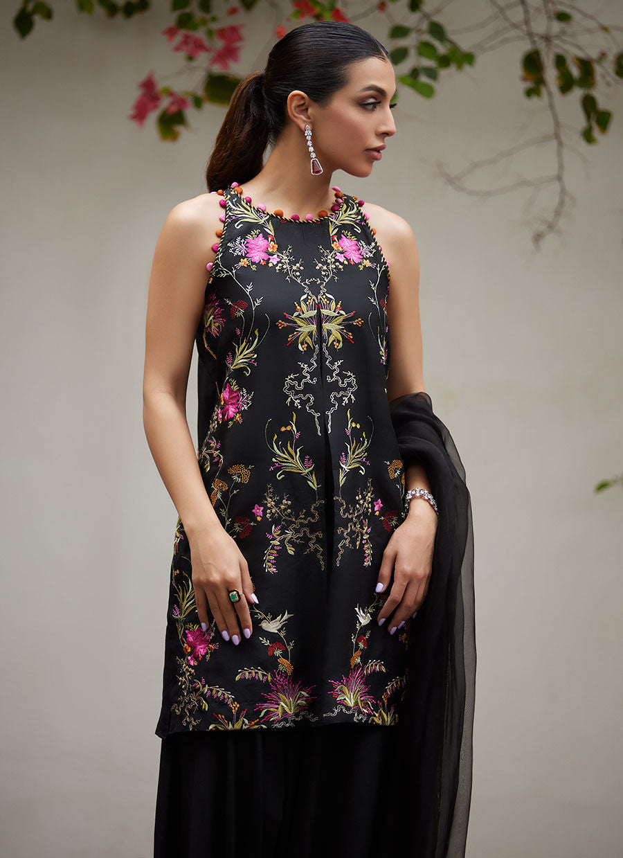 Farah Talib Aziz | Designer Picks 24 | SIYA BLACK EMBROIDERED SHIRT AND DUPATTA by Farah Talib Aziz - Designer Dress - Type: Ladies Clothes - Available at Libayah - 100% Original