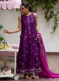 Farah Talib Aziz | Designer Picks 24 | IRINA PLUM EMBROIDERED RAW SILK SHIRT WITH DUPATTA by Farah Talib Aziz - Designer Dress - Type: Ladies Clothes - Available at Libayah - 100% Original
