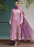 Farah Talib Aziz | Designer Picks 24 | IVAN MAUVE EMBROIDERED COTTON NET SHIRT WITH MEDIUM SILK DUPATTA by Farah Talib Aziz - Designer Dress - Type: Ladies Clothes - Available at Libayah - 100% Original