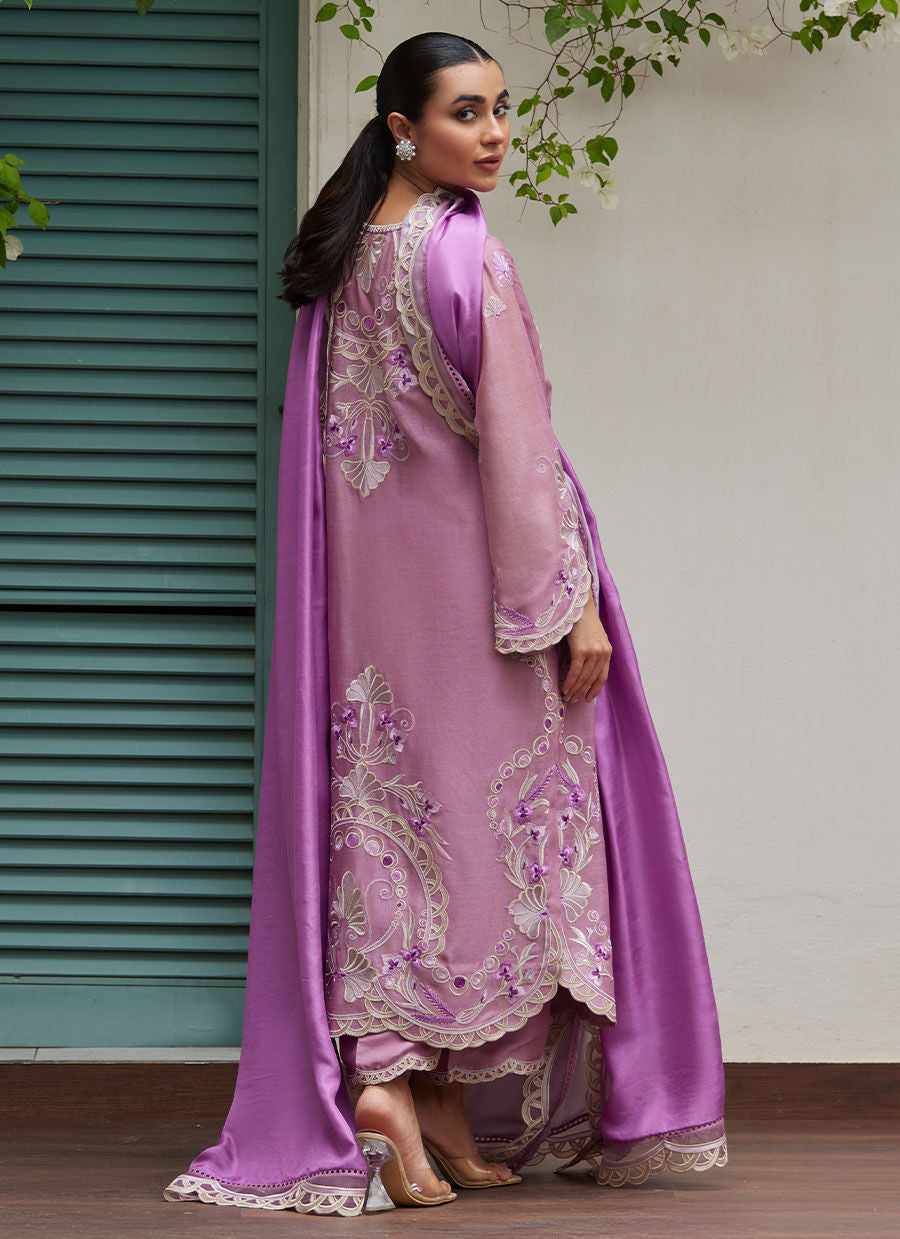 Farah Talib Aziz | Designer Picks 24 | IVAN MAUVE EMBROIDERED COTTON NET SHIRT WITH MEDIUM SILK DUPATTA by Farah Talib Aziz - Designer Dress - Type: Ladies Clothes - Available at Libayah - 100% Original