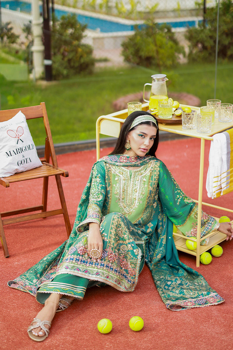 Ansab Jahangir | Marigold and Gota | Zartasha by Ansab Jahangir - Designer Dress  - Type : Ladies Clothes - Available at Libayah - 100% Original 