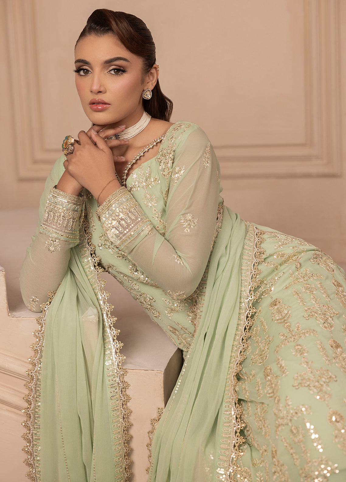 Sahane | Elyssa Festive Chiffon | CT-19004 Emera - ELYSSA by Sahane - Designer Dress - Type: Ladies Clothes - Available at Libayah - 100% Original