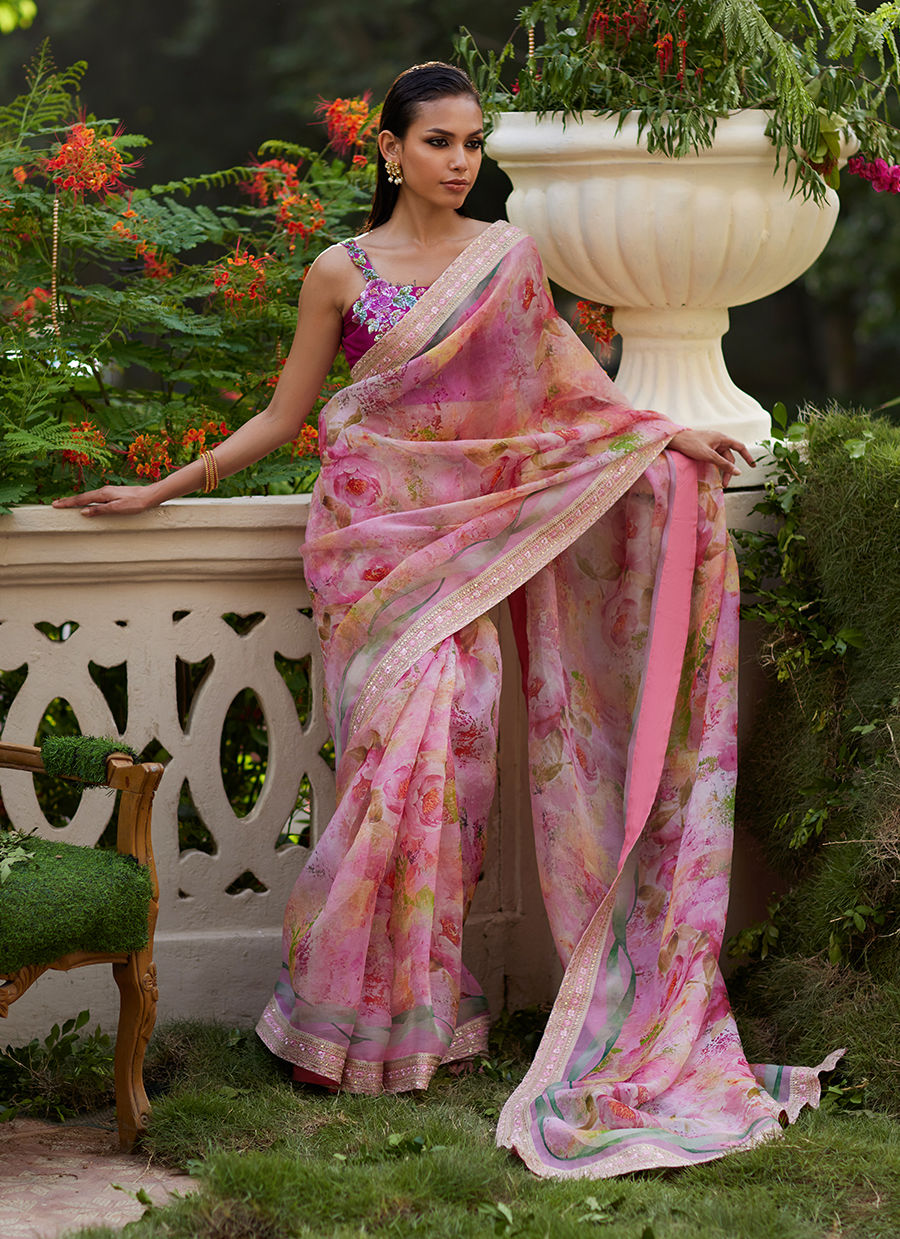 Farah Talib Aziz | Mayna Festive Prints 24 | Marzeia Saree by Farah Talib Aziz - Designer Dress - Type: Ladies Clothes - Available at Libayah - 100% Original