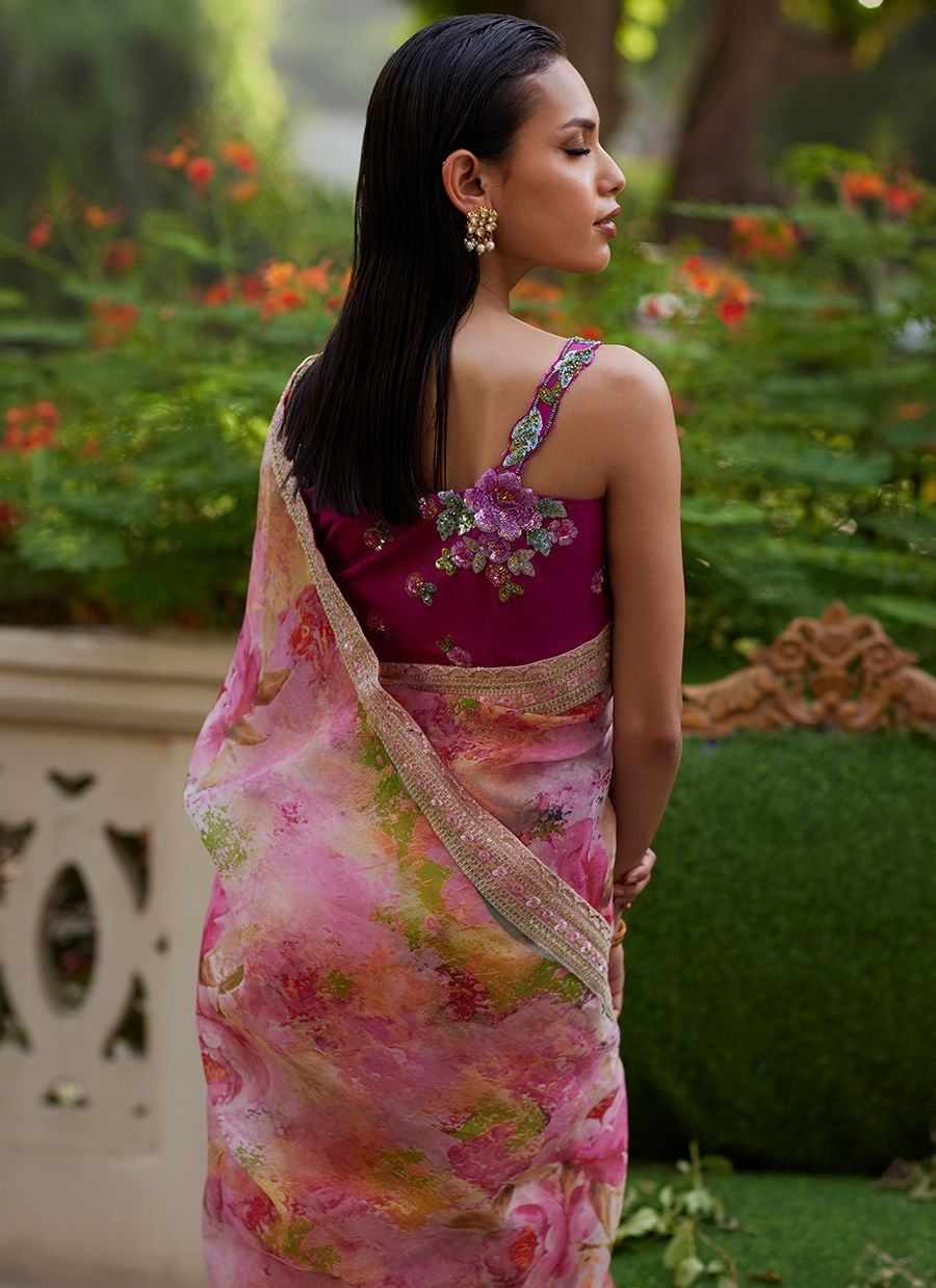 Farah Talib Aziz | Mayna Festive Prints 24 | Marzeia Saree by Farah Talib Aziz - Designer Dress - Type: Ladies Clothes - Available at Libayah - 100% Original