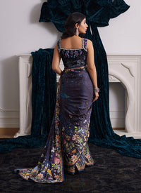 Farah Talib Aziz | Velvets The After Party | ALIXIA CHARMEUSE SAREE WITH VELVET BLOUSE by Farah Talib Aziz - Designer Dress - Type: Ladies Clothes - Available at Libayah - 100% Original