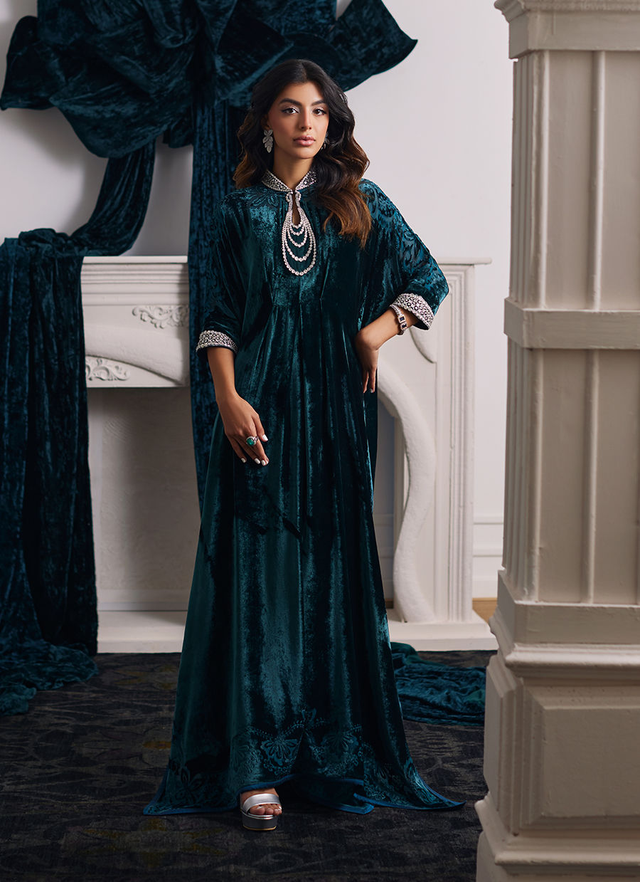 Farah Talib Aziz | Velvets The After Party | ALITA EMERALD KAFTAN by Farah Talib Aziz - Designer Dress - Type: Ladies Clothes - Available at Libayah - 100% Original