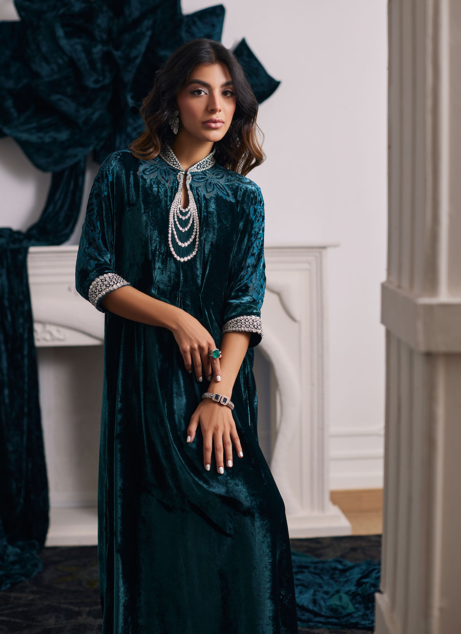 Farah Talib Aziz | Velvets The After Party | ALITA EMERALD KAFTAN by Farah Talib Aziz - Designer Dress - Type: Ladies Clothes - Available at Libayah - 100% Original