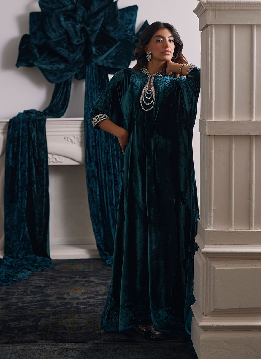 Farah Talib Aziz | Velvets The After Party | ALITA EMERALD KAFTAN by Farah Talib Aziz - Designer Dress - Type: Ladies Clothes - Available at Libayah - 100% Original