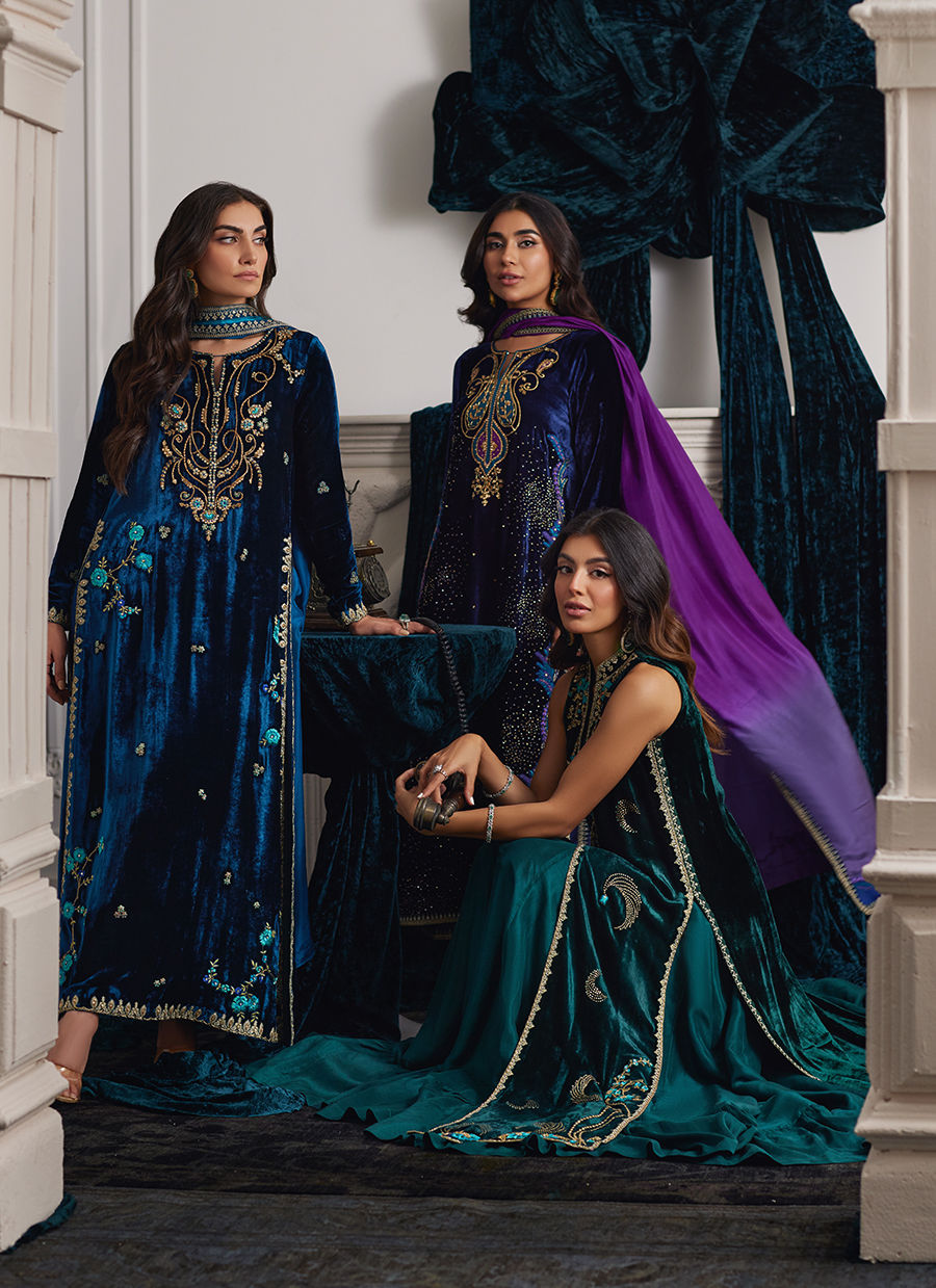 Farah Talib Aziz | Velvets The After Party | ORMAIE EMERALD SHIRT AND PANELLED DRESS JACKET by Farah Talib Aziz - Designer Dress - Type: Ladies Clothes - Available at Libayah - 100% Original