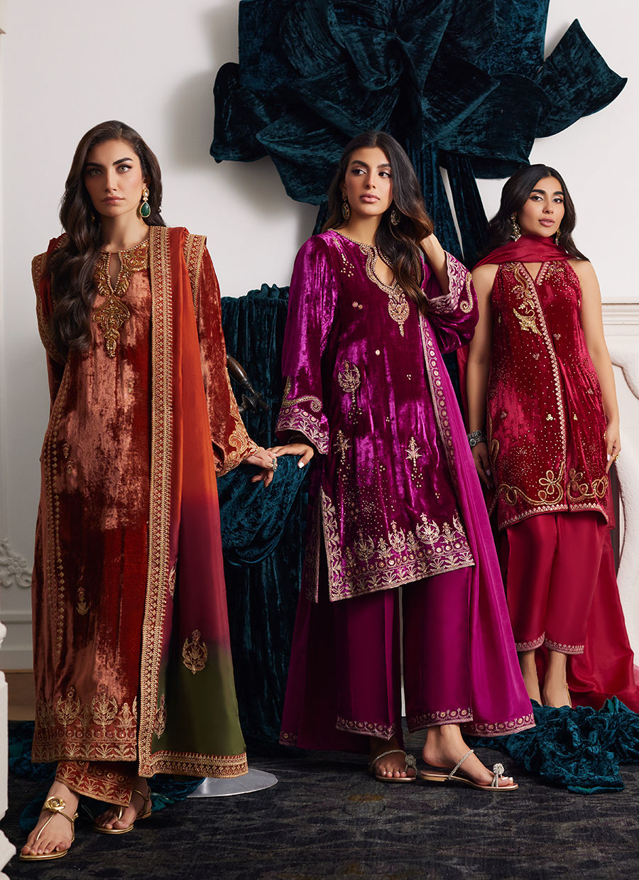 Farah Talib Aziz | Velvets The After Party | EMILI VELVET SHIRT AND DUPATTA by Farah Talib Aziz - Designer Dress - Type: Ladies Clothes - Available at Libayah - 100% Original