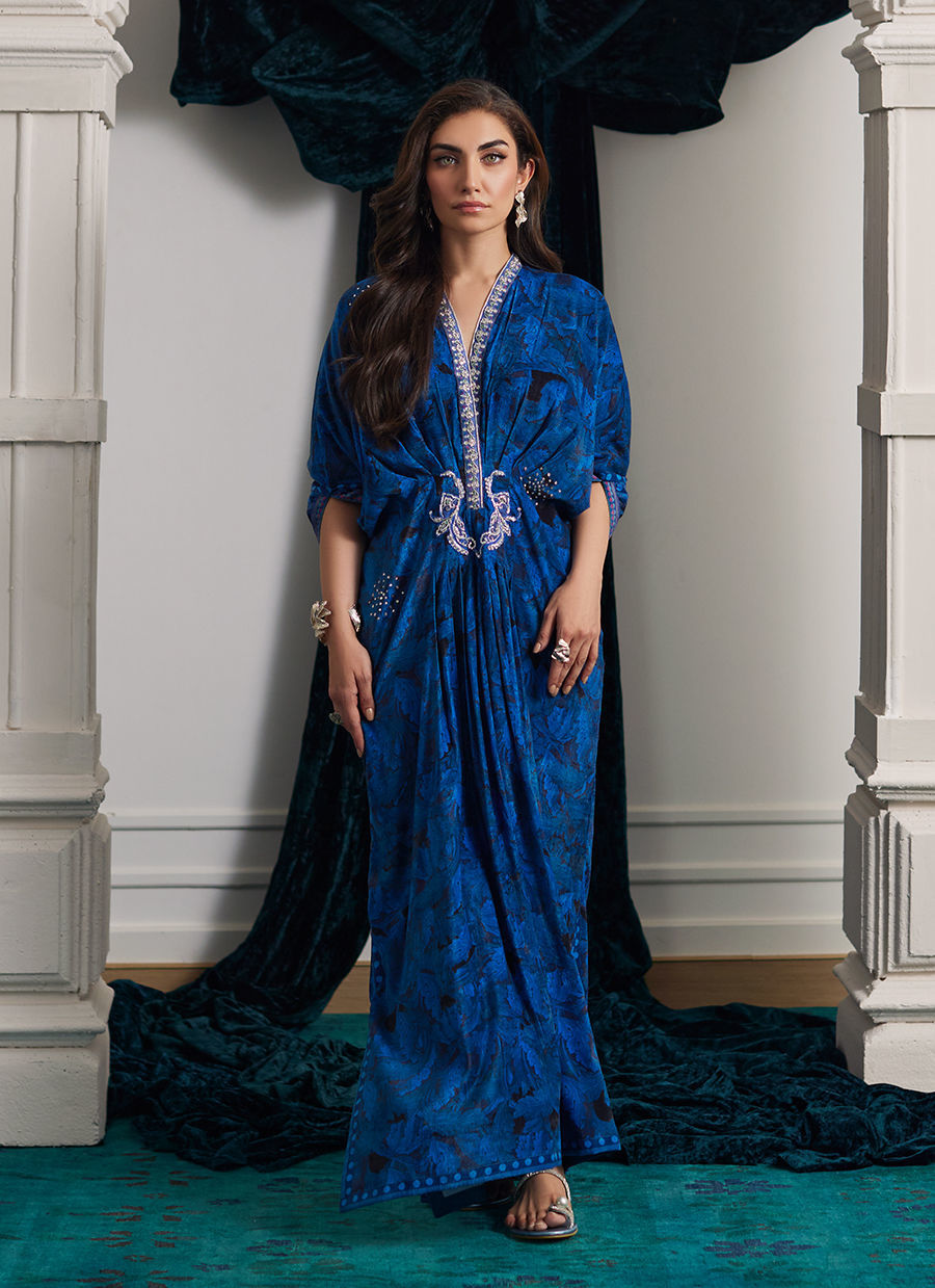 Farah Talib Aziz | Velvets The After Party | ROZ SAPPHIRE KAFTAN by Farah Talib Aziz - Designer Dress - Type: Ladies Clothes - Available at Libayah - 100% Original