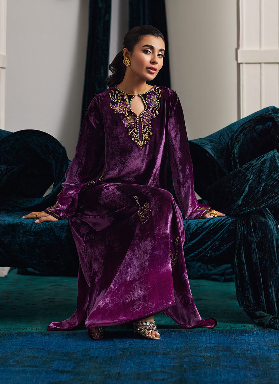 Farah Talib Aziz | Velvets The After Party | NIA OMBRE VELVET KAFTAN by Farah Talib Aziz - Designer Dress - Type: Ladies Clothes - Available at Libayah - 100% Original