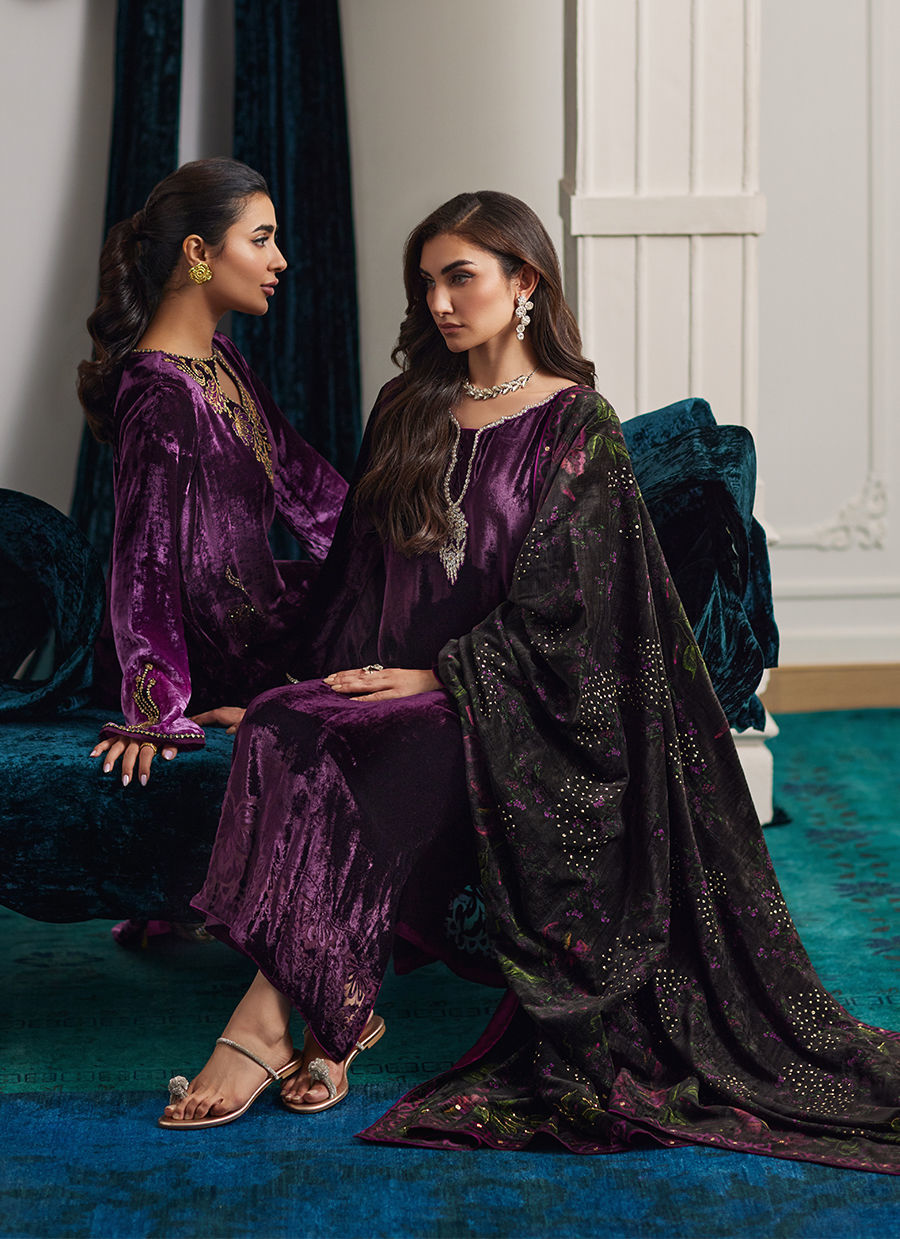Farah Talib Aziz | Velvets The After Party | NIA OMBRE VELVET KAFTAN by Farah Talib Aziz - Designer Dress - Type: Ladies Clothes - Available at Libayah - 100% Original