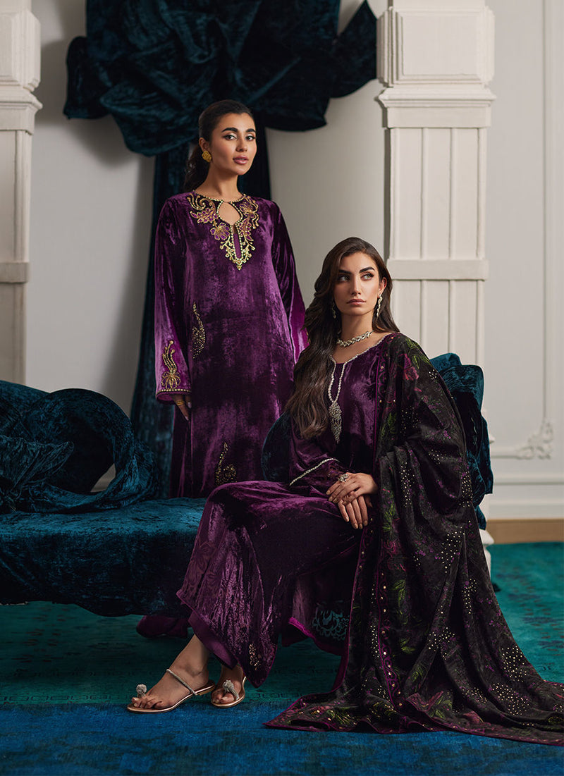 Farah Talib Aziz | Velvets The After Party | NIA OMBRE VELVET KAFTAN by Farah Talib Aziz - Designer Dress - Type: Ladies Clothes - Available at Libayah - 100% Original