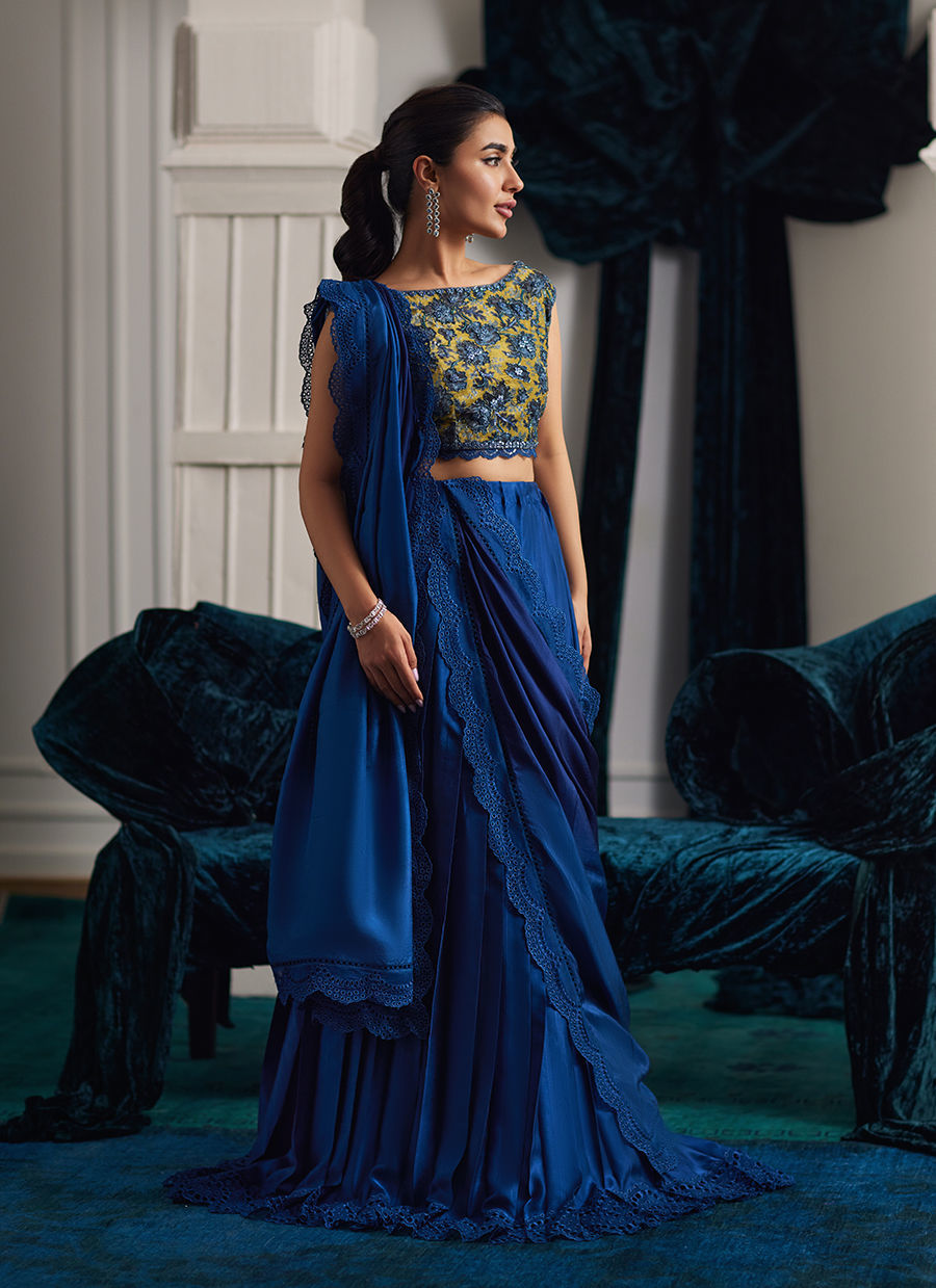 Farah Talib Aziz | Velvets The After Party | PERSEE LEHENGA CHOLI by Farah Talib Aziz - Designer Dress - Type: Ladies Clothes - Available at Libayah - 100% Original