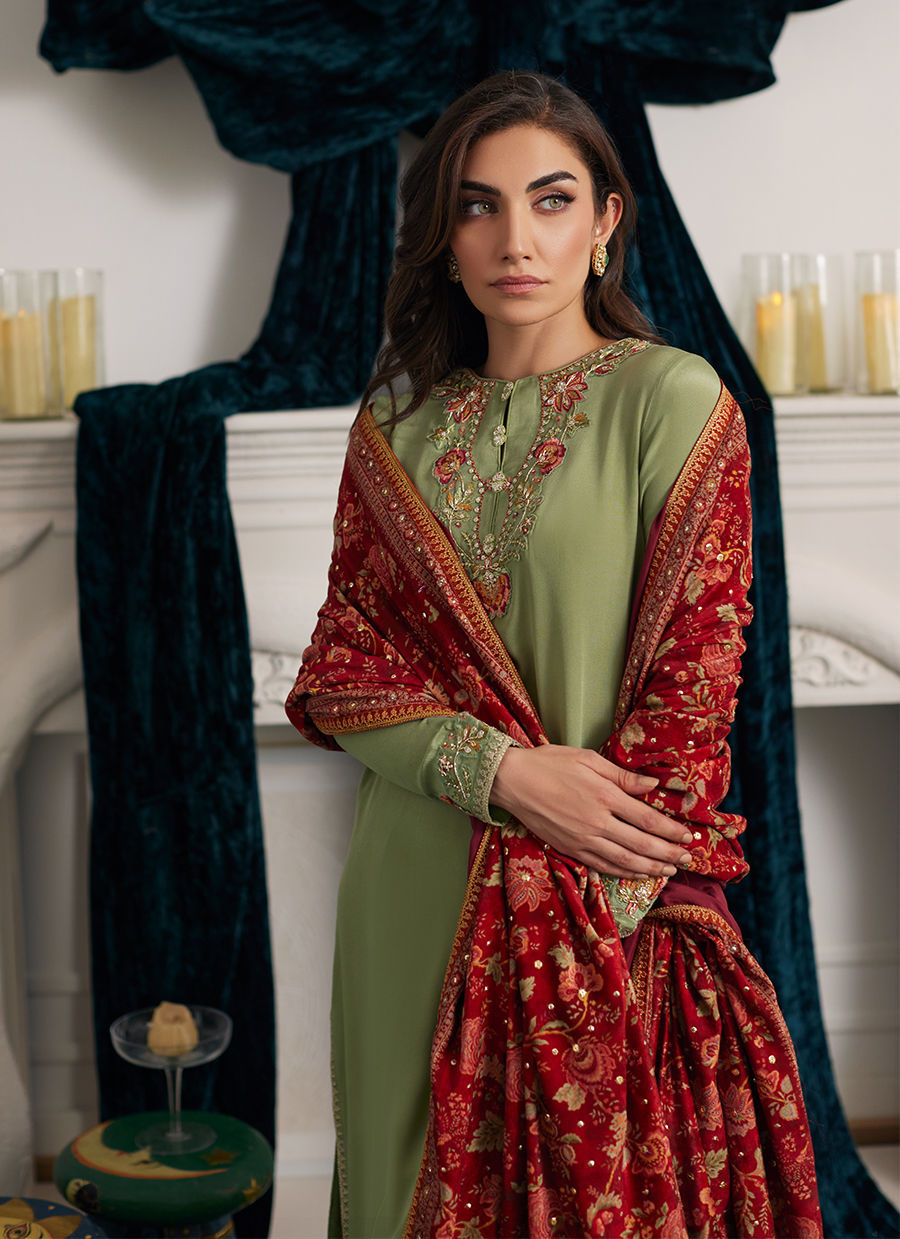 Farah Talib Aziz | Velvets The After Party | LEESHA VELVET SHAWL by Farah Talib Aziz - Designer Dress - Type: Ladies Clothes - Available at Libayah - 100% Original