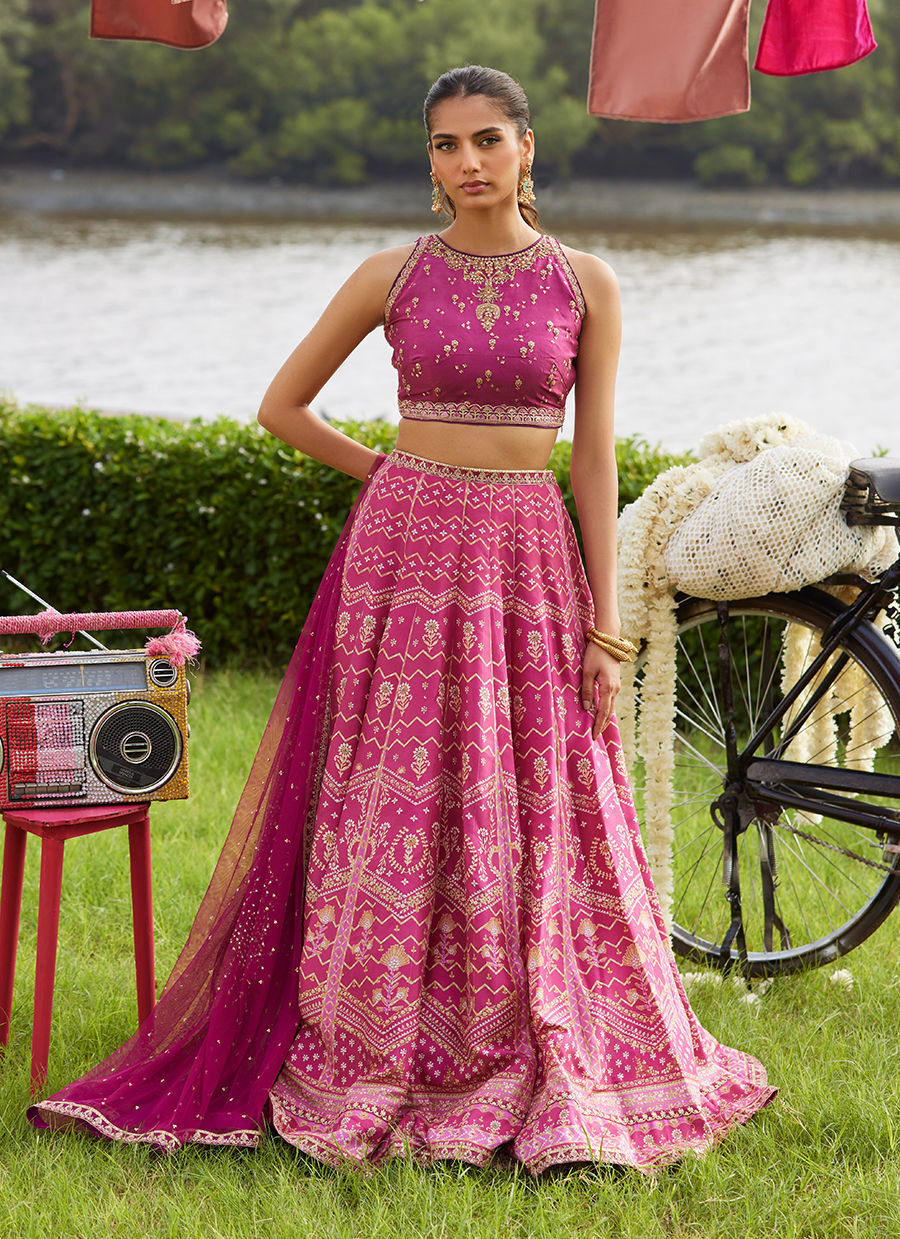 Orchid Lehnga Choli – authentic Pakistani formal dress from the Farah Talib Aziz Mayna Festive Luxe Pret collection for women in the UK