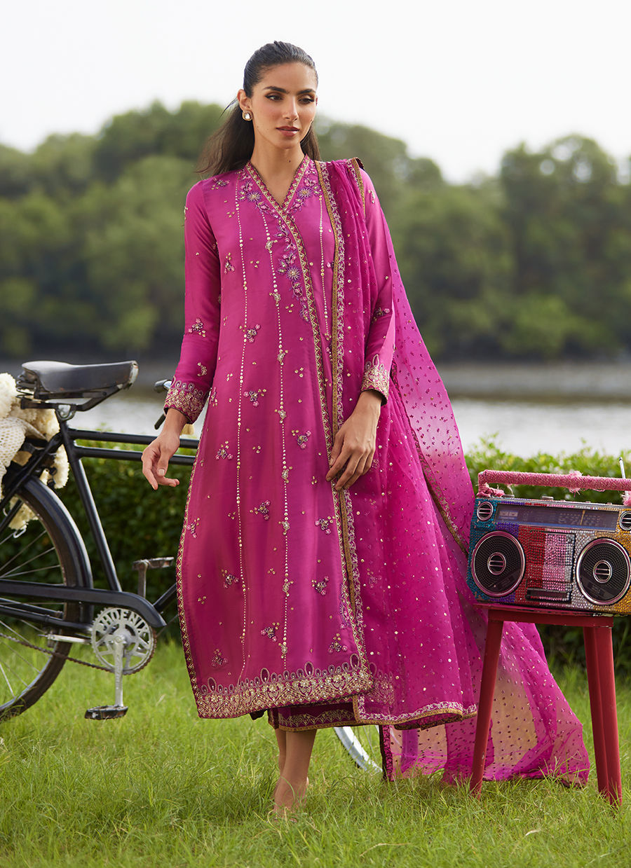 Mirage Magenta Shirt And Dupatta – authentic Pakistani formal dress from the Farah Talib Aziz Mayna Festive Luxe Pret collection for women in the UK