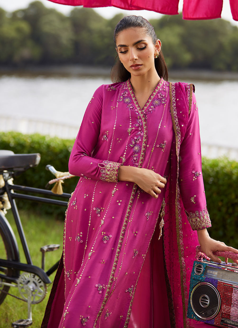 Farah Talib Aziz | Mayna Festive Luxe Pret | Mirage Magenta Shirt And Dupatta